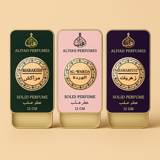 Marakish, Al-Warda & Zahariyat Solid Perfume Trio – Premium Arabic Attar Combo for Men & Women (12 GM Each)